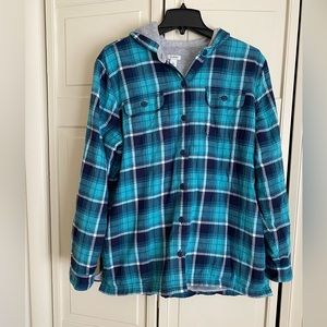 Like new! L.L. Bean fleece lined shacket with hood! Size L
